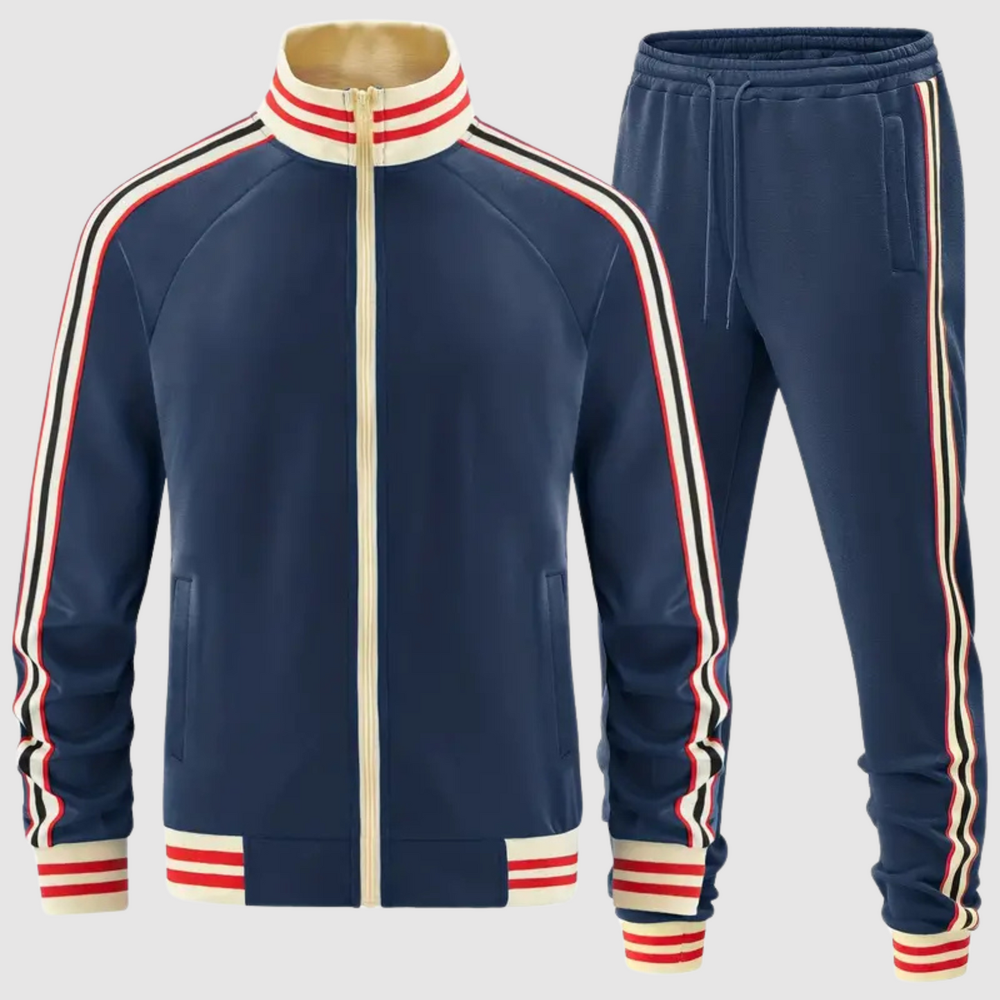 Męski Striped Trainingsanzug z Reißverschluss