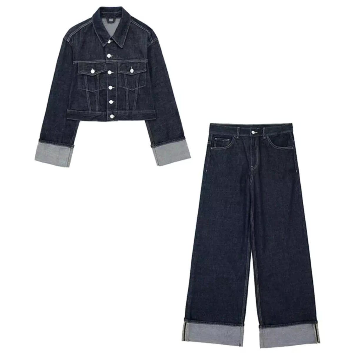 Zestaw Damski Oversized z Denimu